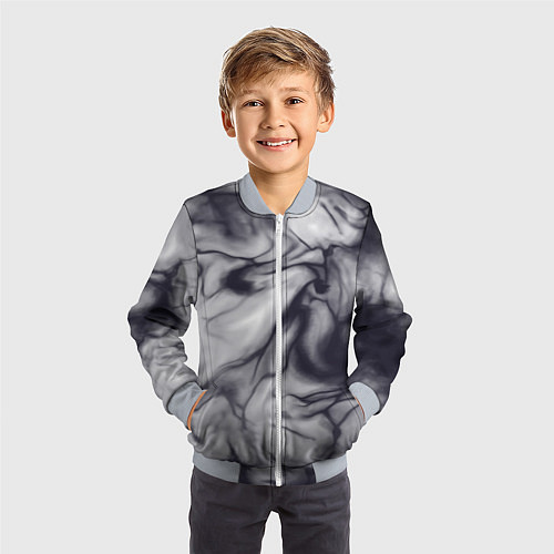 Детский бомбер Бело-черный тай-дай / 3D-Серый – фото 3
