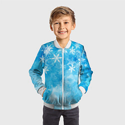 Бомбер детский Новогодние снежинки, цвет: 3D-белый — фото 2