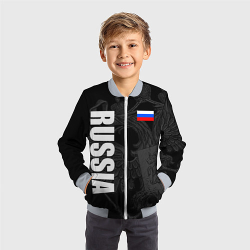 Детский бомбер RUSSIA - BLACK EDITION / 3D-Серый – фото 3