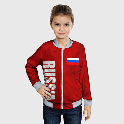 Детский бомбер RUSSIA - RED EDITION - SPORTWEAR / 3D-Серый – фото 4