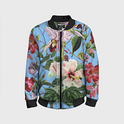 Бомбер детский Цветы Сине-Цветочный Букет, цвет: 3D-черный