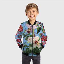 Бомбер детский Цветы Сине-Цветочный Букет, цвет: 3D-черный — фото 2