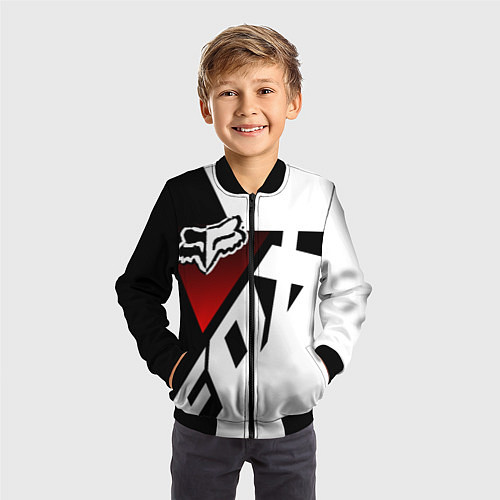 Детский бомбер FOX RACING - ФОКС ЧЕРНЫЙ И БЕЛЫЙ / 3D-Черный – фото 3