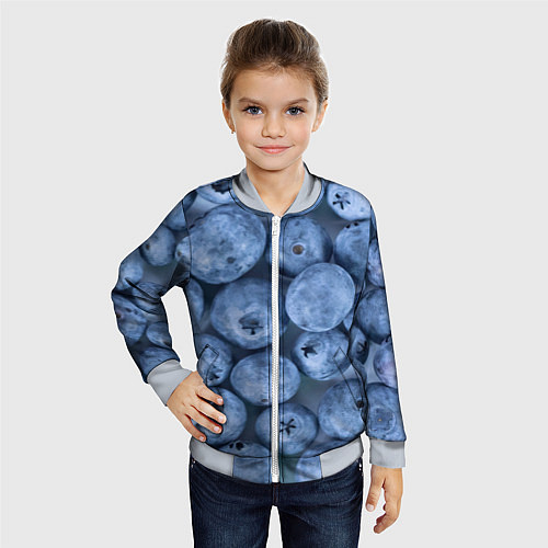 Детский бомбер Голубика - фон / 3D-Серый – фото 4