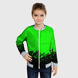 Бомбер детский САЛАТОВЫЕ НЕОНОВЫЕ БРЫЗГИ КРАСКИ, цвет: 3D-серый — фото 2