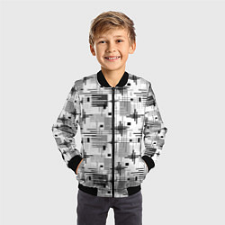 Бомбер детский Черно белый ретро геометрический узор, цвет: 3D-черный — фото 2