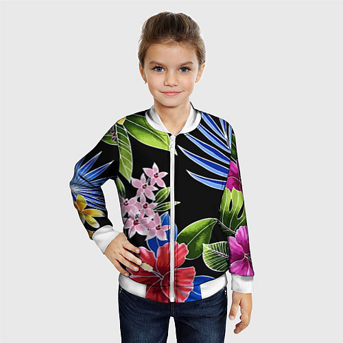 Детский бомбер Floral vanguard composition Летняя ночь Fashion tr / 3D-Белый – фото 4