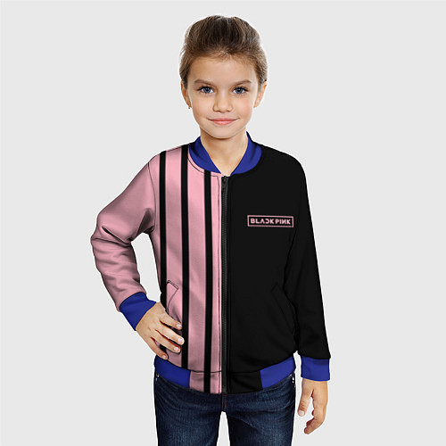 Детский бомбер BLACKPINK HALF BLACK-PINK MINI LOGO / 3D-Синий – фото 4