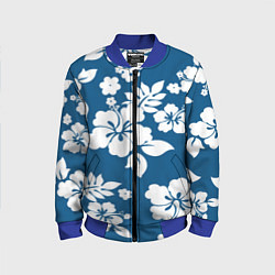 Бомбер детский Цветочный паттерн Минимализм, цвет: 3D-синий