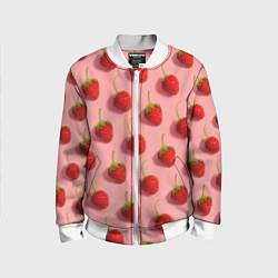 Бомбер детский Strawberry Pattern, цвет: 3D-белый