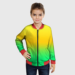 Бомбер детский Неоновый градиентный желто-зеленый фон, цвет: 3D-красный — фото 2