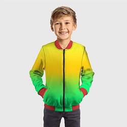 Бомбер детский Неоновый градиентный желто-зеленый фон, цвет: 3D-красный — фото 2