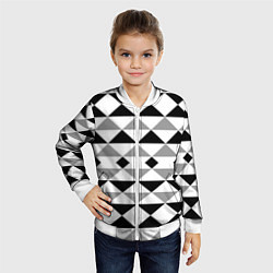 Бомбер детский Черно-белый геометрический узор треугольники, цвет: 3D-белый — фото 2