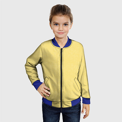 Детский бомбер Текстурированный лимонно-желтый однотонный / 3D-Синий – фото 4