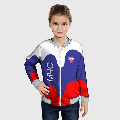 Детский бомбер МЧС - флаг России / 3D-Серый – фото 4