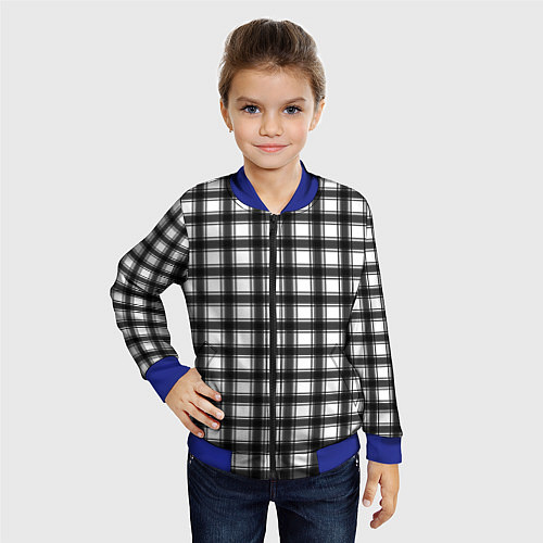 Детский бомбер Black and white trendy checkered pattern / 3D-Синий – фото 4