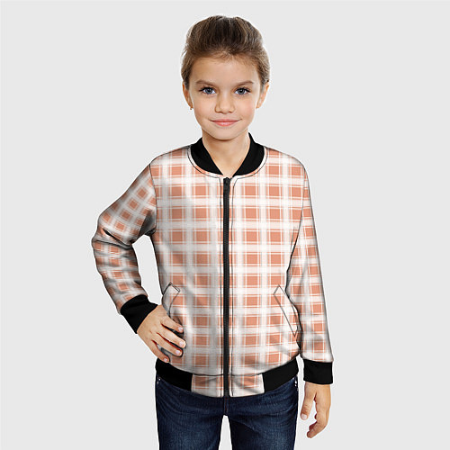 Детский бомбер Light beige plaid fashionable checkered pattern / 3D-Черный – фото 4