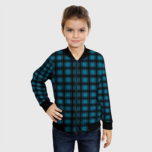 Детский бомбер Black and blue plaid / 3D-Черный – фото 4