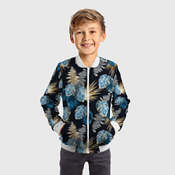 Бомбер детский Свет неоновых листьев, цвет: 3D-белый — фото 2