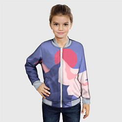 Бомбер детский Пейзаж гор и леса в стиле ретро, цвет: 3D-серый — фото 2