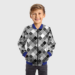 Бомбер детский Черно-белый клетчатый узор, цвет: 3D-синий — фото 2