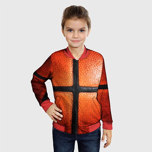 Детский бомбер Баскетбольный мяч текстура / 3D-Красный – фото 4