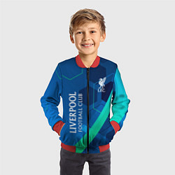 Бомбер детский Ливерпуль Синяя абстракция, цвет: 3D-красный — фото 2