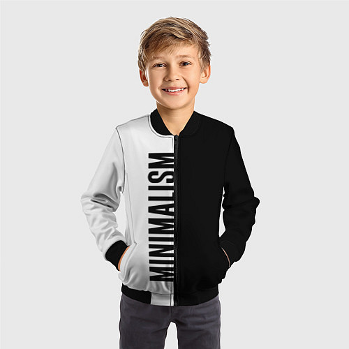 Детский бомбер MINIMALISM - BLACK AND WHITE / 3D-Черный – фото 3
