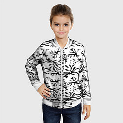 Бомбер детский Черно белый абстрактный модный узор, цвет: 3D-белый — фото 2