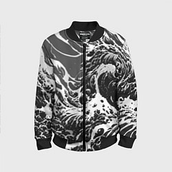 Бомбер детский Черно-белые волны, цвет: 3D-черный