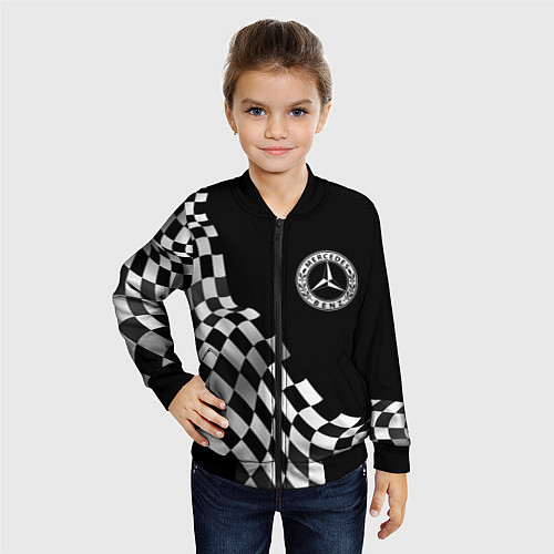 Детский бомбер Mercedes racing flag / 3D-Черный – фото 4