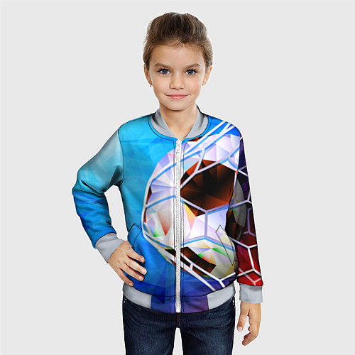 Детский бомбер Футбольный мяч в сетке ворот / 3D-Серый – фото 4