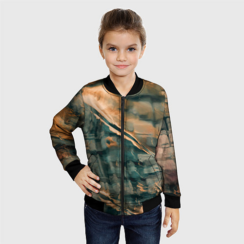 Детский бомбер Абстрактное множество красок и разломов на поверхн / 3D-Черный – фото 4