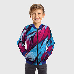 Бомбер детский Яркие экзотические перья, цвет: 3D-синий — фото 2