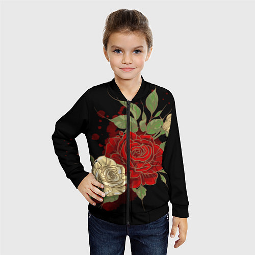 Детский бомбер Прекрасные розы / 3D-Черный – фото 4
