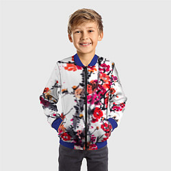 Бомбер детский Живописная ветка сакуры, цвет: 3D-синий — фото 2