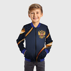 Бомбер детский Blue & gold герб России, цвет: 3D-синий — фото 2