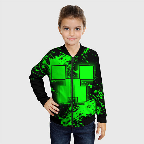 Детский бомбер Minecraft neon green / 3D-Черный – фото 4