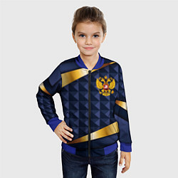 Бомбер детский Золотой герб России на объемном синим фоне, цвет: 3D-синий — фото 2