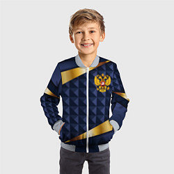 Бомбер детский Золотой герб России на объемном синим фоне, цвет: 3D-серый — фото 2