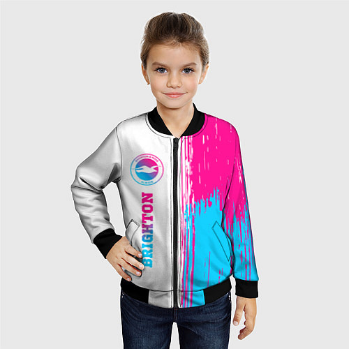 Детский бомбер Brighton neon gradient style: по-вертикали / 3D-Черный – фото 4
