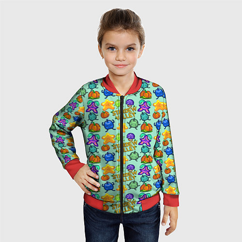 Детский бомбер Stardew Valley pattern / 3D-Красный – фото 4