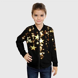 Бомбер детский Золотые праздничные звезды, цвет: 3D-черный — фото 2