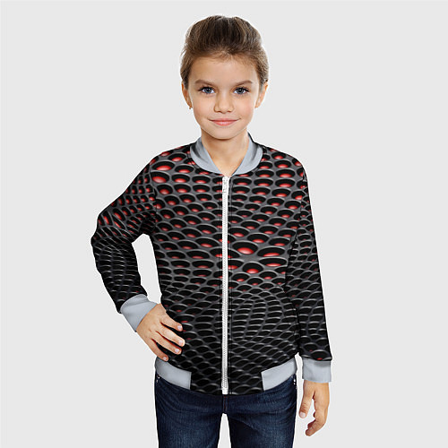 Детский бомбер Imitation snake skin - pattern / 3D-Серый – фото 4