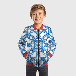 Бомбер детский Гжель рисунок цветы, цвет: 3D-красный — фото 2