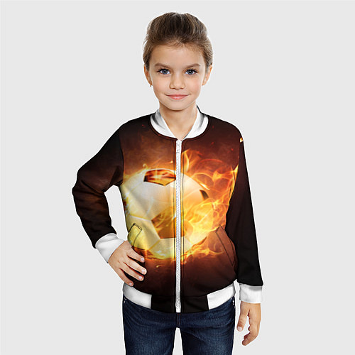 Детский бомбер Футбольный мяч огонь / 3D-Белый – фото 4