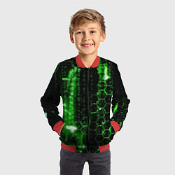 Бомбер детский Зелёный программный код, цвет: 3D-красный — фото 2