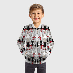 Бомбер детский Абстрактный креативный красно-черный узор, цвет: 3D-белый — фото 2