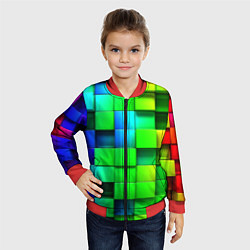 Бомбер детский Цветные неоновые кубы, цвет: 3D-красный — фото 2