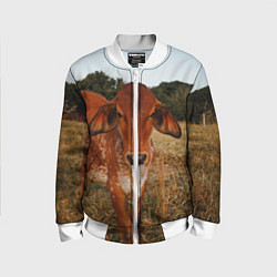 Бомбер детский Коровка на поле, цвет: 3D-белый